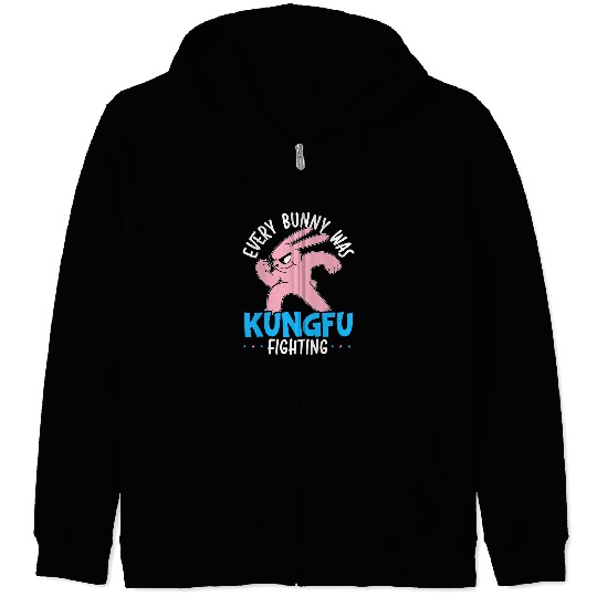 Rabbits Every Bunny Was Kung Fu Fighting Rabbit Whisperer Animal Zip Hoodies