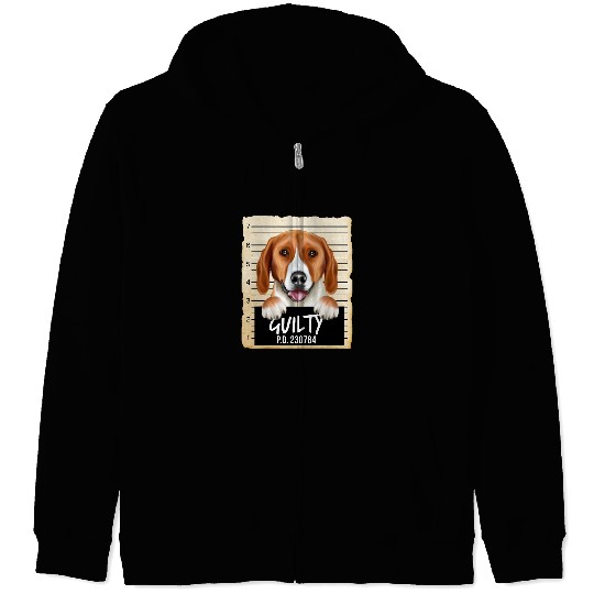 Funny American Foxhound Guilty Dog Mugshot Zip Hoodies