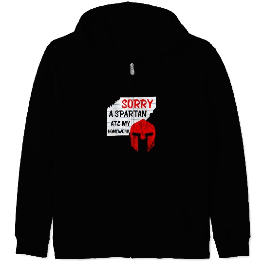 Homework Spartan Student Excuses Sparta Warrior Zip Hoodies