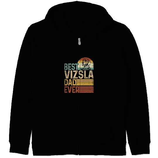 Dog Vizsla bests Vizsla Dad Ever Retro vintages Fathers Day 2023 Zip Hoodies