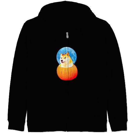 Dog Shiba Inu Halloween Dogecoin Cryptocurrency To the Moon Shiba Inu Meme 371 Zip Hoodies