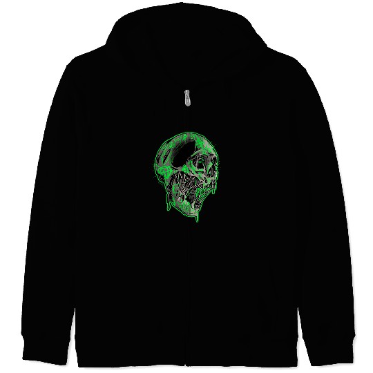 Skeletons Skulls Toxic Skull Tattooed Melting Skull Head Grunge Gothic 614 Skull Zip Hoodies