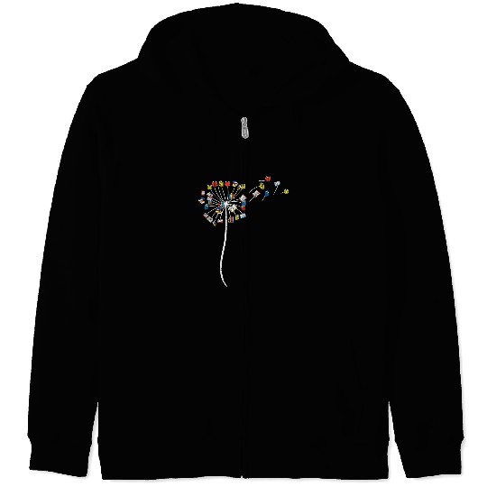 Reading Book Dandelion Books Flower Reading Teacher Librarian Bookworm Reader Zip Hoodies
