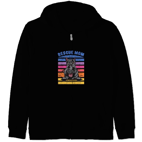 Dog Scottish Terrier Womens Rescue Mom Scottish Terrier Dog Mom Zip Hoodies