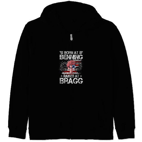 82nd Airborne Division Born At Ft Benning Raised Fort Bragg 1 Zip Hoodies