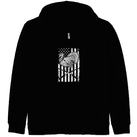 Turkey Hunting American Flag Independence Day Zip Hoodies