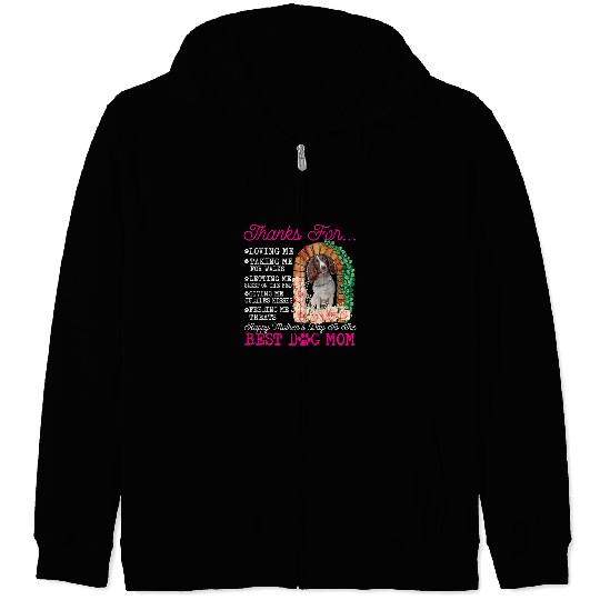 Funny Mothers Day bests Dog Mom English Springer Spaniel Dog Zip Hoodies