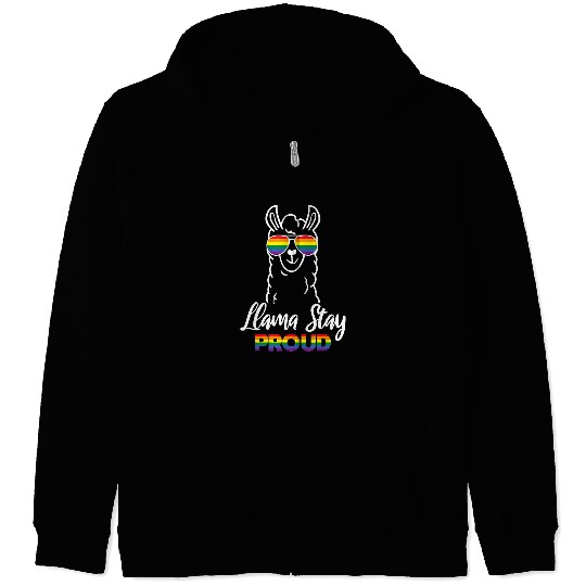 LGBT Pride Rainbow Gay Llama Stay Proud Pride Month Flag Lgbt Parade 344 Gay LGBTQ Zip Hoodies