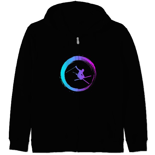Skiing Ski winter skiing vacation skier 4 Zip Hoodies