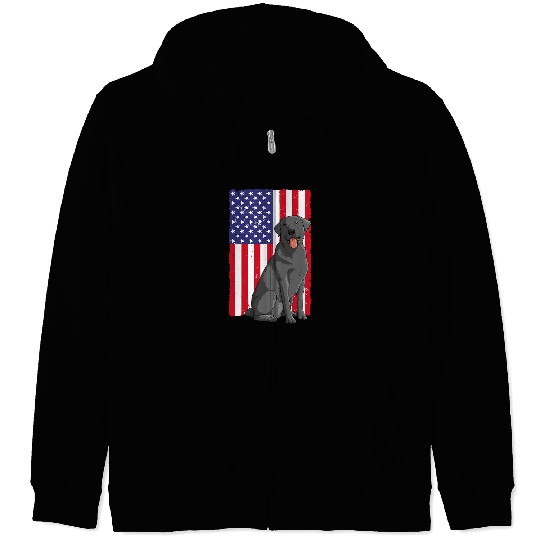 Labrador Lab Dog Cool Labrador For Men Women Black Lab US Flag 4th Of July Zip Hoodies