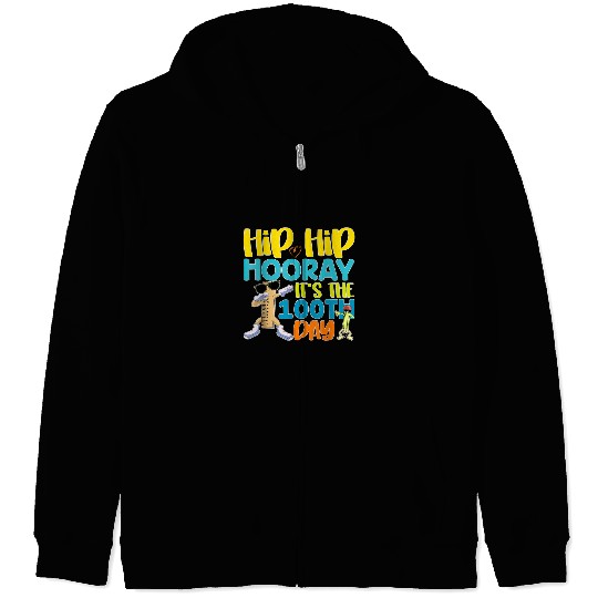 Funny Student Gift  Ruler Happy 100 Days Of School Zip Hoodies