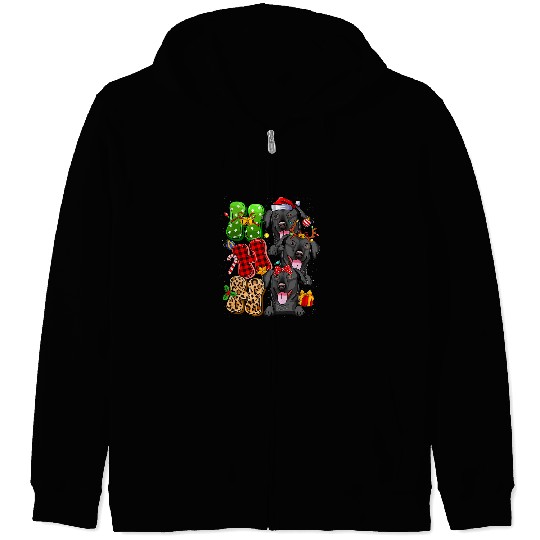 Labrador Lab Dog Christmas Ho Ho Ho Black Labrador Dog For Dog Lover Xmas Zip Hoodies