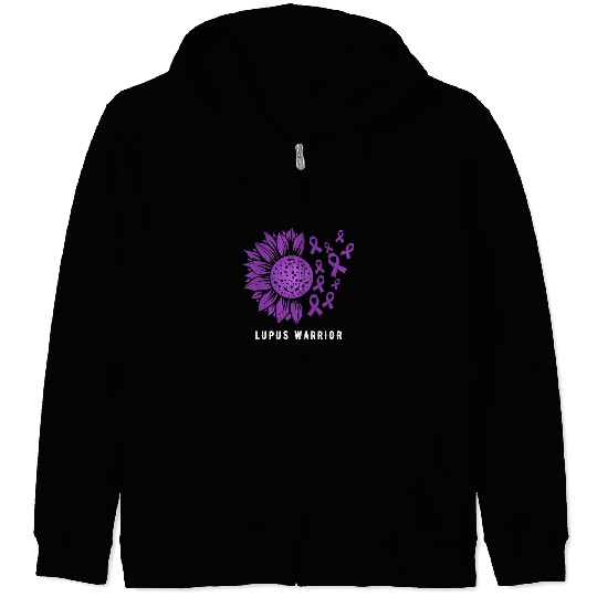 Lupus Warrior Sunflower with purple ribbons Zip Hoodies