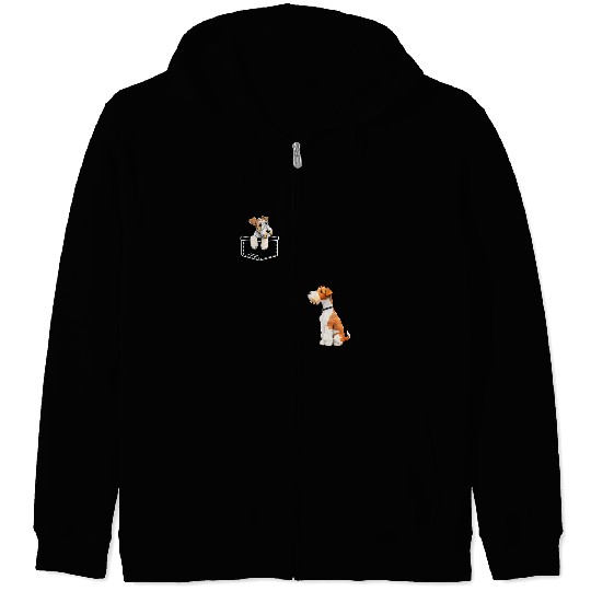Wire Haired Fox Terrier In Your Pocket Men Women Kids Zip Hoodies