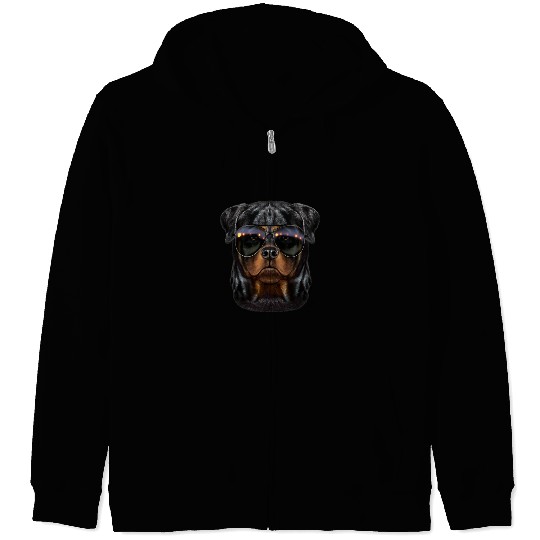 Dog Rottweiler wearing a Swag Aviator Sunglass Zip Hoodies