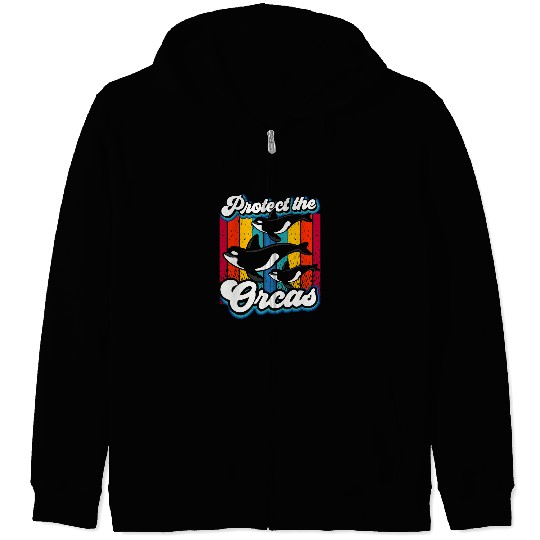 Whales Protect The Orcas Orca Whale Sea Zip Hoodies