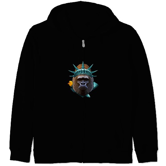 Statue Of Liberty Gorilla 4th Of July Animal USA America Zip Hoodies