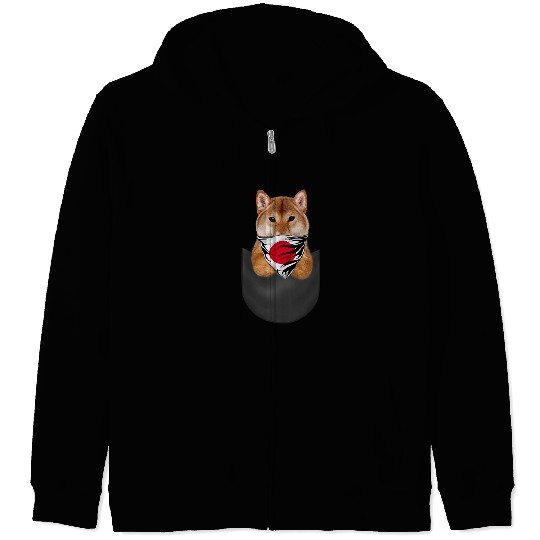 Dog Shiba Inu in Japanese Hinomaru Bandana Pocket Dog Zip Hoodies