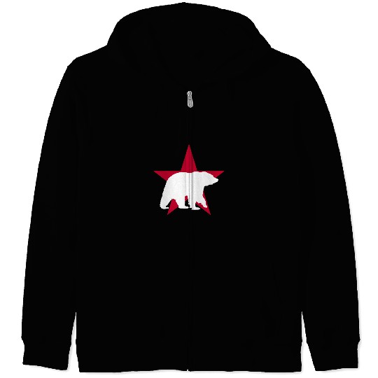 Funny Bear White Norcal Bear With Star Cute Bears Zip Hoodies