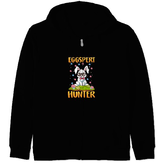 Rabbits Easter Egg Hunt Eggspert Hunter Funny Easter Bunny Rabbit Zip Hoodies