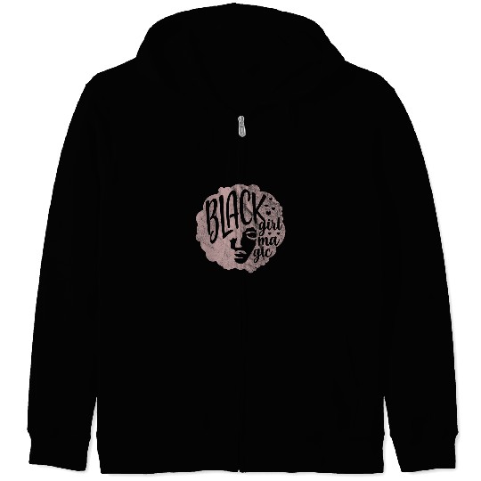 Black Girl Afro African American Melanin Natural Hair Grunge Zip Hoodies