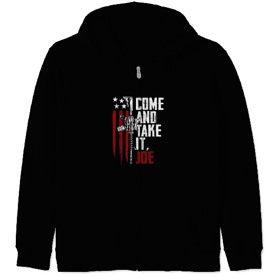 Mens Come And Take It Joe guns Rights Owner AR15 American Flag Zip Hoodies