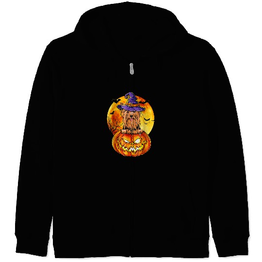 Yorkshire Terrier Witch Pumpkin Halloween Dog Lover Funny 171 Yorkie Zip Hoodies