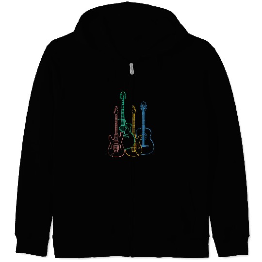 Guitarist Acoustic Electronic Bass Guitar Zip Hoodies