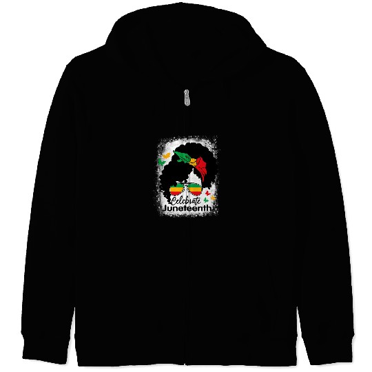 Black History African Woman Afro Celebrate Juneteenth Flag Zip Hoodies