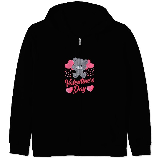 Funny Bear Teddy Bear Hearts Novelty graphic Tee for Valentines Cute Bears Zip Hoodies