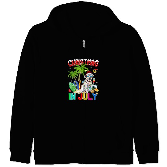 Labrador Lab Dog in Santa Hat Sunglasses Christmas In July Zip Hoodies