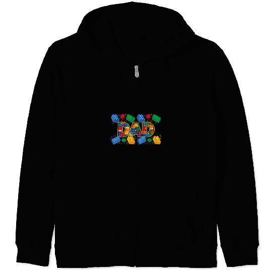Dad Brick Builder Cute Dad Blocks Master Builder Zip Hoodies