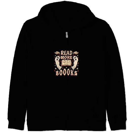 Reading Book Halloween ghosts Boo Books Read Booooks Librarian Halloween Reader Zip Hoodies