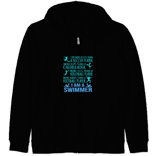 Swimming Pool I Am A Swimmer Funny Swimming Swim Coachs Men Women Graphic Zip Hoodies