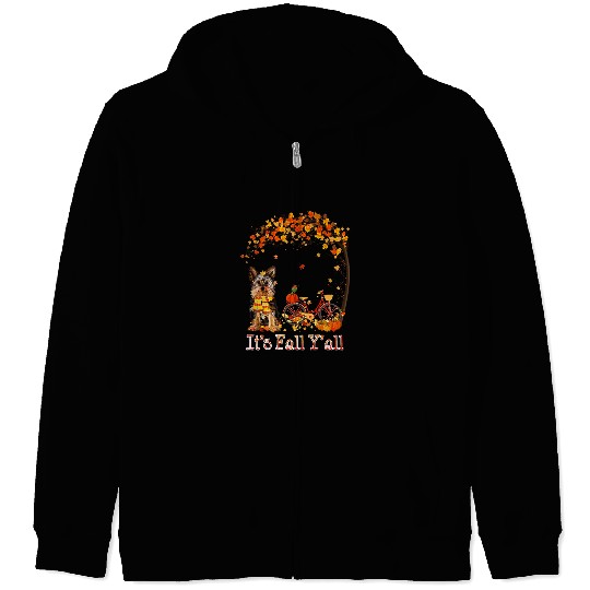 Yorkie Dog Autumn Fall Pumpkin Truck Mappe Thanksgiving306 Zip Hoodies