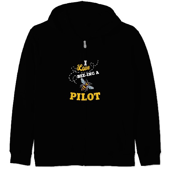 I Love BeeIng A Pilot Honey Bee Job Profession Zip Hoodies