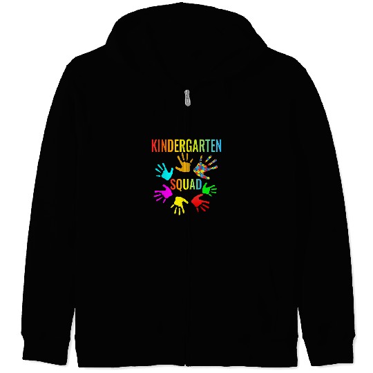 Kindergarten Squad Autism Teacher Back To School Zip Hoodies