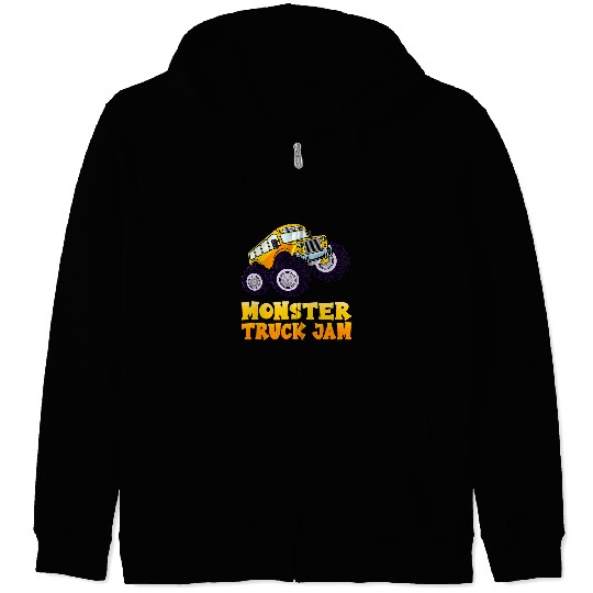 Monster Truck Jam School Bus Yellow Back To School Toddlers Zip Hoodies