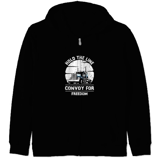 Big Rig Hold The Line Convoy For freesdom Trucker Protest Tee Zip Hoodies