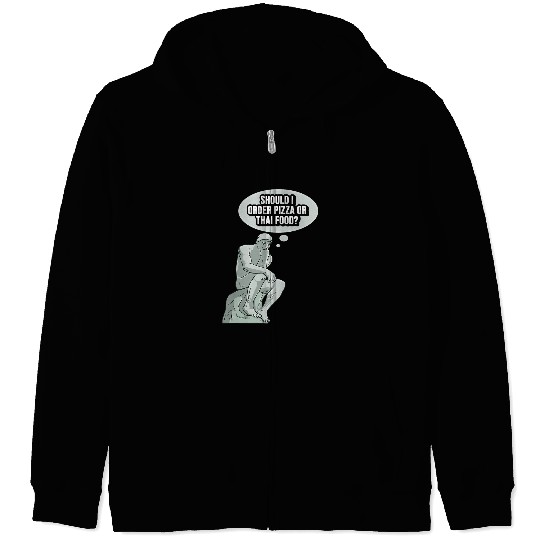 Thinker Statue Pizza Design for a Philosophy Student Zip Hoodies