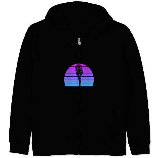 vintages Singer Vocalist Musician Retro Microphone Singing 14 Zip Hoodies