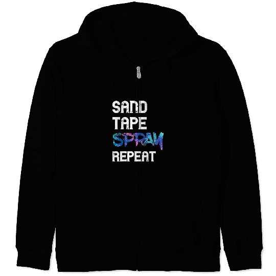 Sand Tape Spray Repeat Autobody Technician Auto Body Painter Zip Hoodies