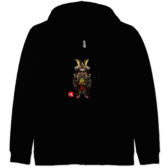 GSD in Full Japanese Samurai Armor Suit German Shepherd Dog Dog Zip Hoodies