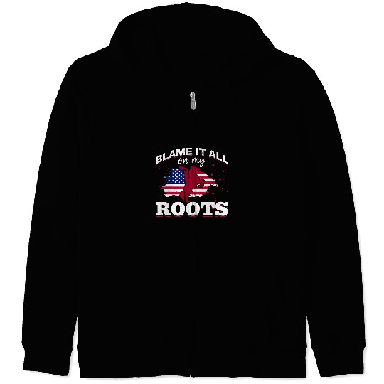 Horse Rodeo Riding Cowboy USA Blame it all on my Roots 3 Zip Hoodies