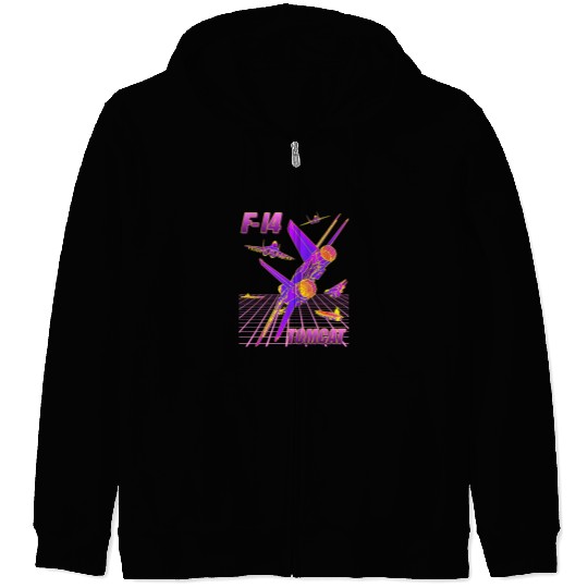 F14 Tomcat Naval Fighter Jet 80s Retro Graphic 1 Zip Hoodies