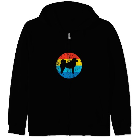 Akita Dog Breed Silhouette Retro 1970s Circle Zip Hoodies
