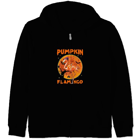 Pink Flamingo Pumpkin Flamingo Halloween Costume Women Men Gift Flamingos Zip Hoodies