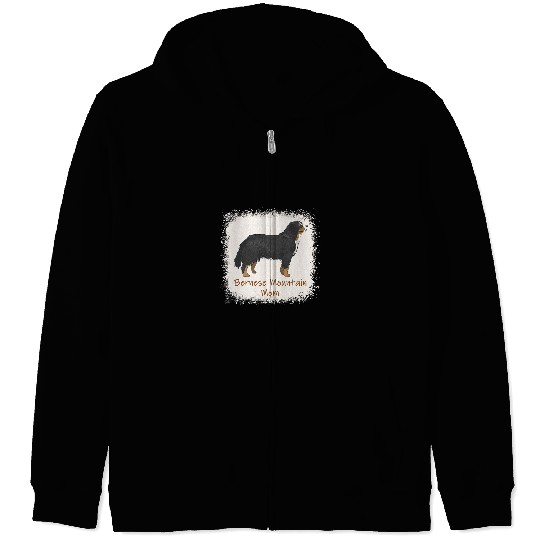 Womens Bernese Mountain Mom Bleached Cute Dog Lover Gifts Zip Hoodies
