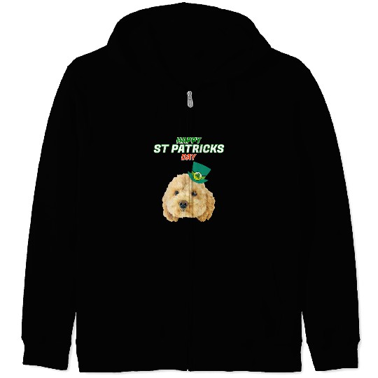 Poodles Happy St Patricks Day Cavapoo Puppy Dog Poodle cross Irish 265 Poodle dog Zip Hoodies
