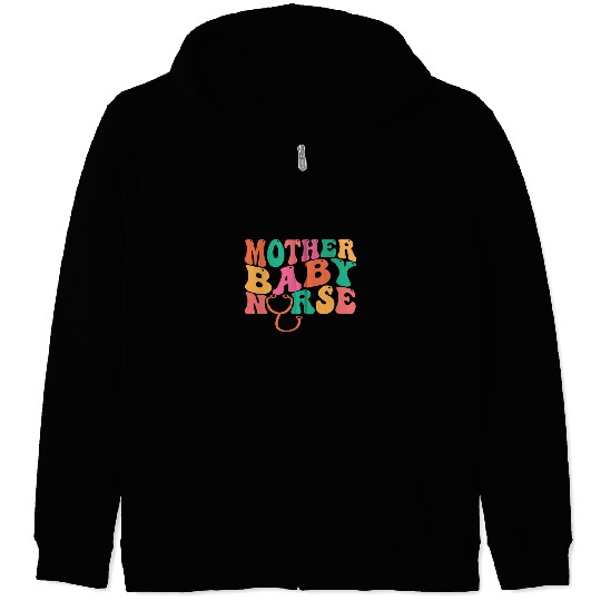 Retro Groovy Mother Baby nurses Postpartum Nursing Student Zip Hoodies
